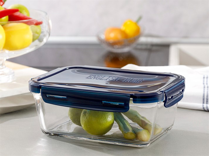 Pureness Glass Rectangular Storage Box 1500 ml Dark Blue