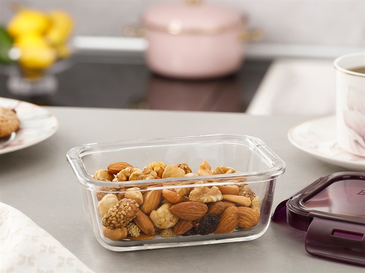 Pureness Glass Rectangular Storage Container 320 ml Damson