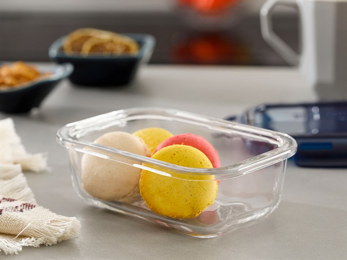 Pureness Glass Rectangular Storage Container 420 ml Navy Blue
