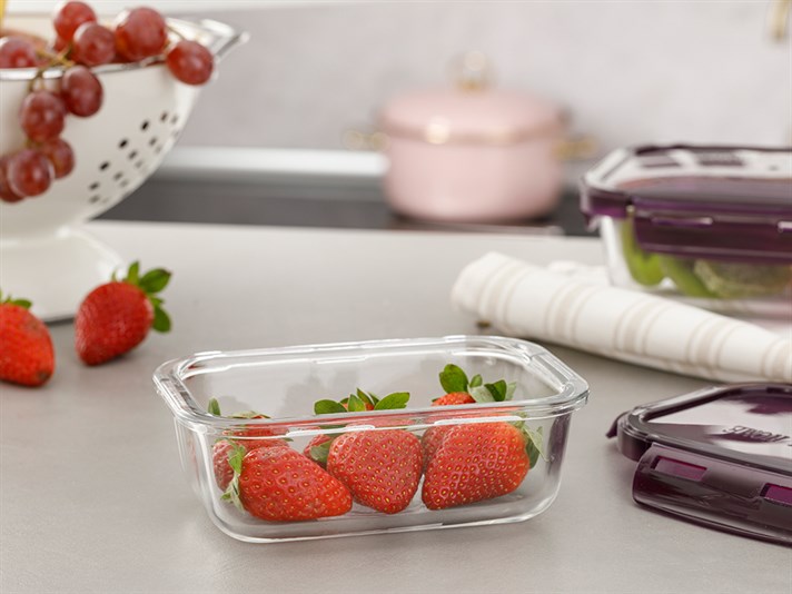 Pureness Glass Rectangular Storage Container 420 ml Damson