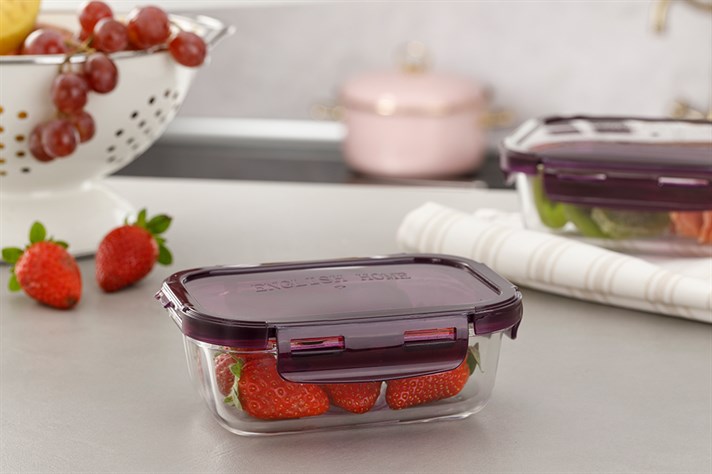 Pureness Glass Rectangular Storage Container 420 ml Damson