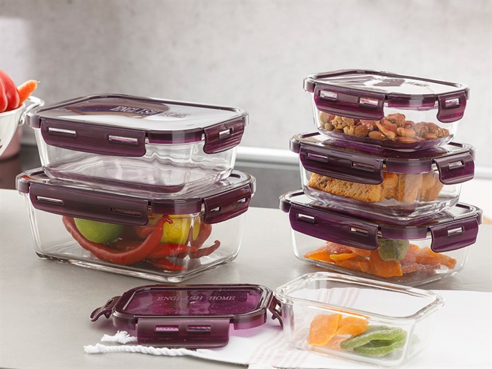 Pureness Glass Rectangular Storage Container 420 ml Damson
