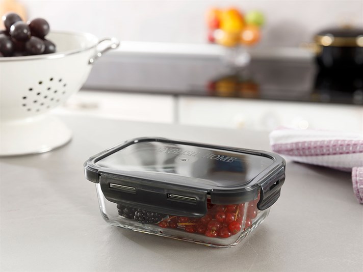 Pureness Glass Rectangular Storage Container 560 ml Anthracite
