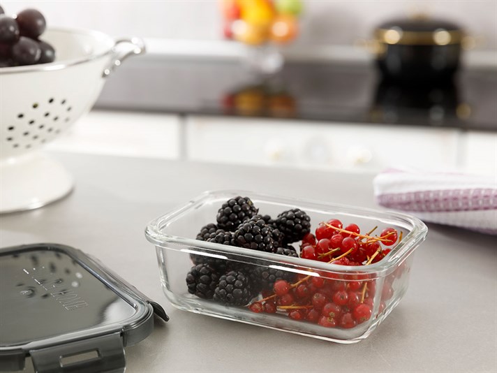 Pureness Glass Rectangular Storage Container 560 ml Anthracite