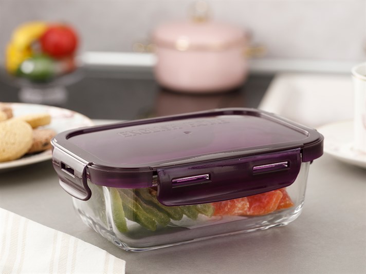 Pureness Glass Rectangular Storage Container 560 ml Damson