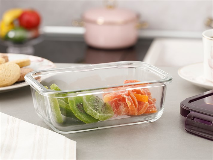 Pureness Glass Rectangular Storage Container 560 ml Damson