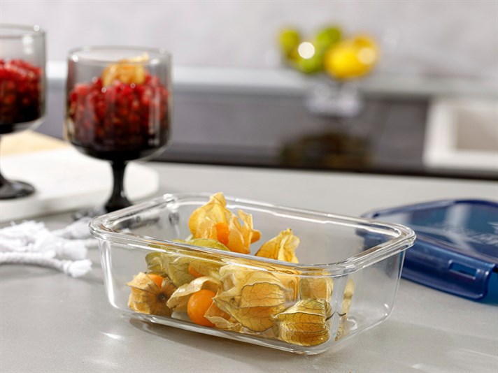 Pureness Glass Rectangular Storage Container 750 ml Navy Blue