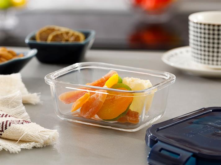 Pureness Glass Rectangular Storage Container 320 ml Navy Blue