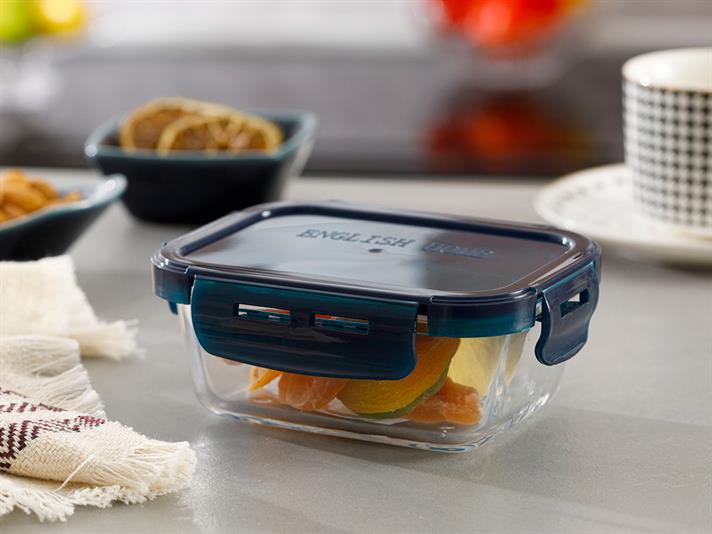 Pureness Glass Rectangular Storage Container 320 ml Navy Blue