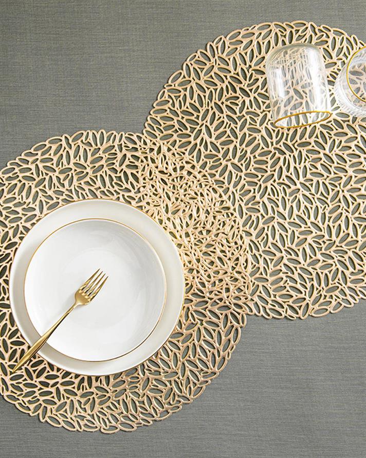 PVC Cu 2 Piese Placemat Masă 38 cm Gold