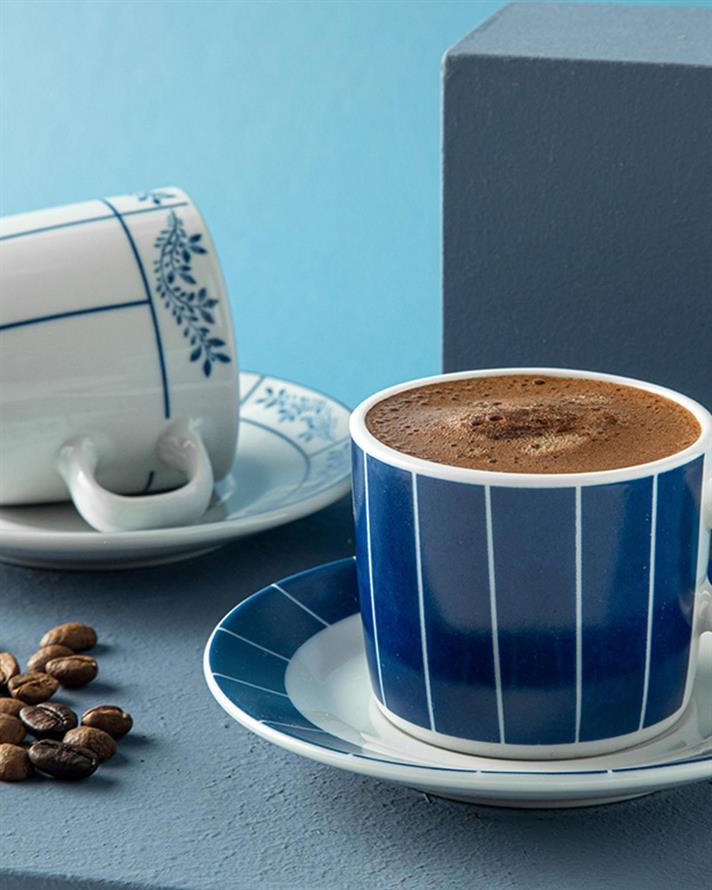 Quella Porțelan 4 Bucati Pentru 2 Persoane Set Cești De Cafea 80 Ml Albastru İnchis