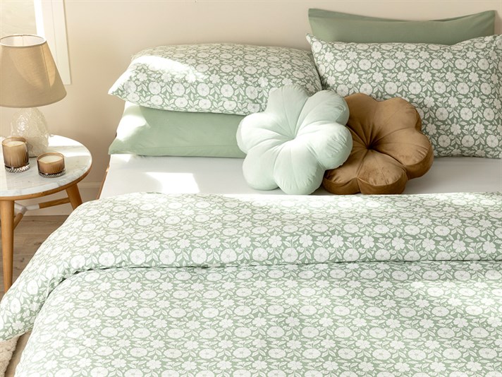 răsadniță Bumbac King Size Set Lenjerie De Pat 240x220 cm Verde
