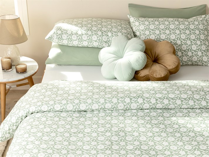 răsadniță Bumbac Double Set Lenjerie De Pat 200x220 cm Verde