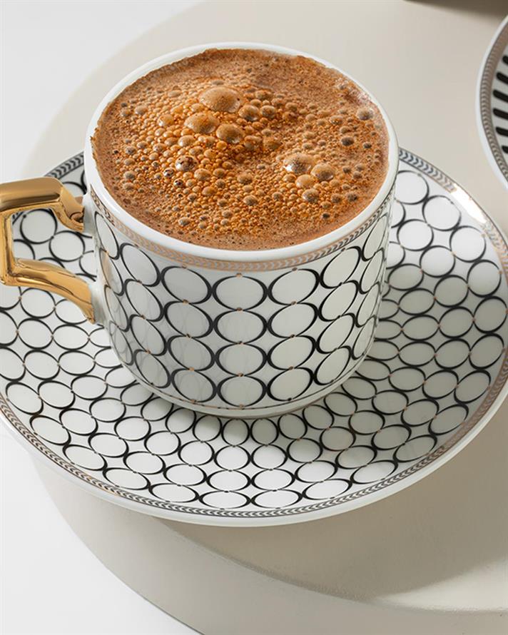 Rabec de Porțelan New Bone China 4 Piese 2 Persoane Set De Cești De Cafea 90 ml Negru