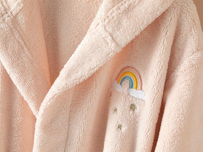 Halat de baie pentru copii, Rainbow, bumbac, 6-8 ani, roz