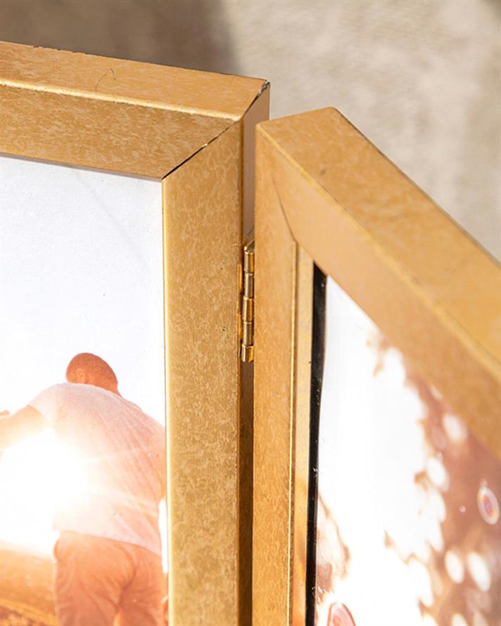 Ramă foto, Gracia, plastic-mdf-rattan, 13x18 cm, auriu