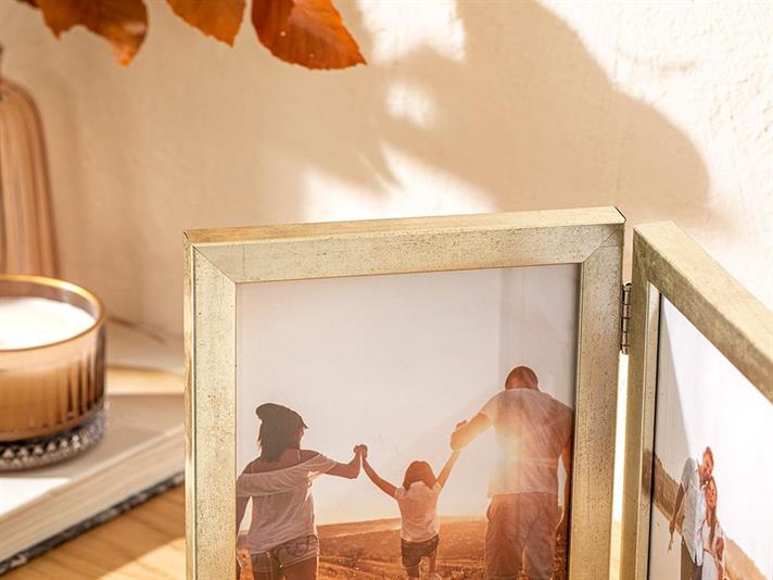 Ramă foto, Gracia, plastic-mdf-rattan, 13x18 cm, argintiu