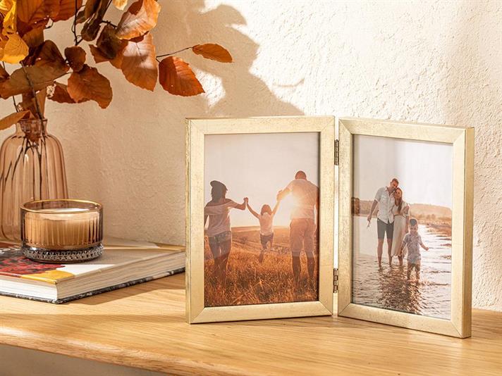 Ramă foto, Gracia, plastic-mdf-rattan, 13x18 cm, argintiu