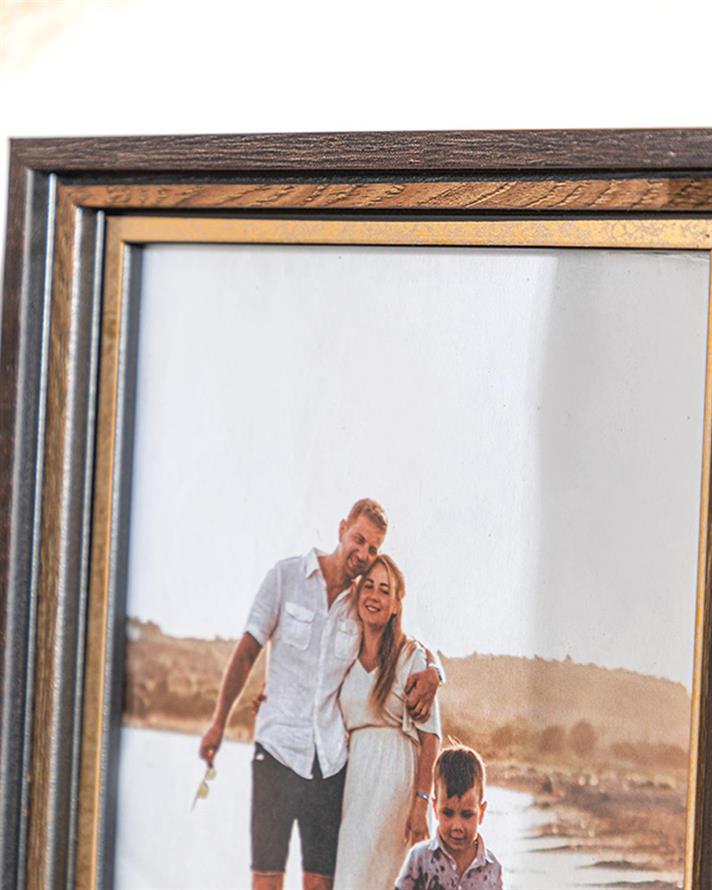 Ramă foto, Rhonda, plastic, 10x15 cm, maro – auriu