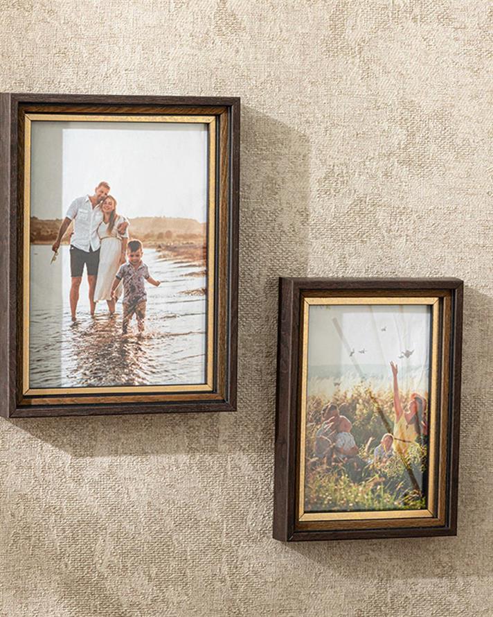 Ramă foto, Rhonda, plastic, 10x15 cm, maro – auriu