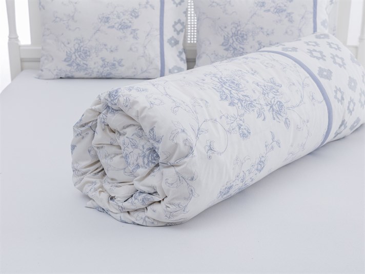 Rambler Rose Cu Bumbac Double Lenjerie De Pat 200x220 cm Albastru