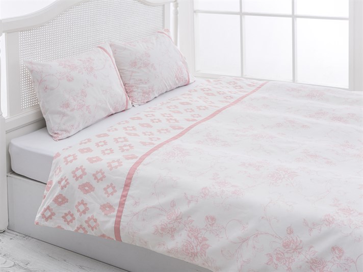 Rambler Rose Cu Bumbac Double Lenjerie De Pat 200x220 cm Roz