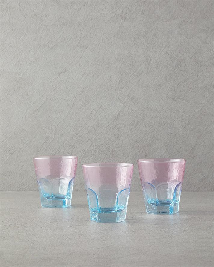 Ramona Sticlă Cu 3 Piese Pahar 375 ml Roz - Albastru