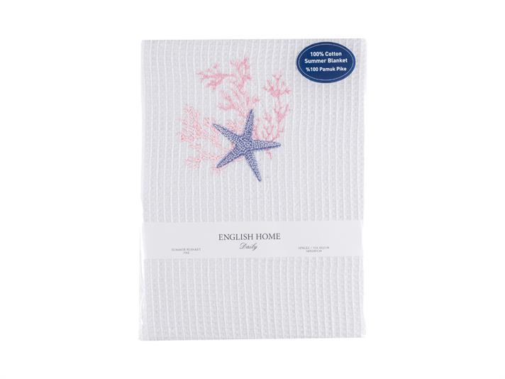 Recif de corali  Cu broderie Pentru o persoana  CUVERTURĂ 160x240 cm Coral