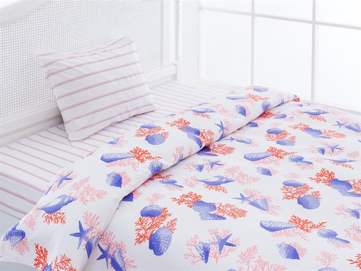 Recif de corali  Cu imprimeu Pentru o persoana  SET CUVERTURĂ 150x200 cm Coral