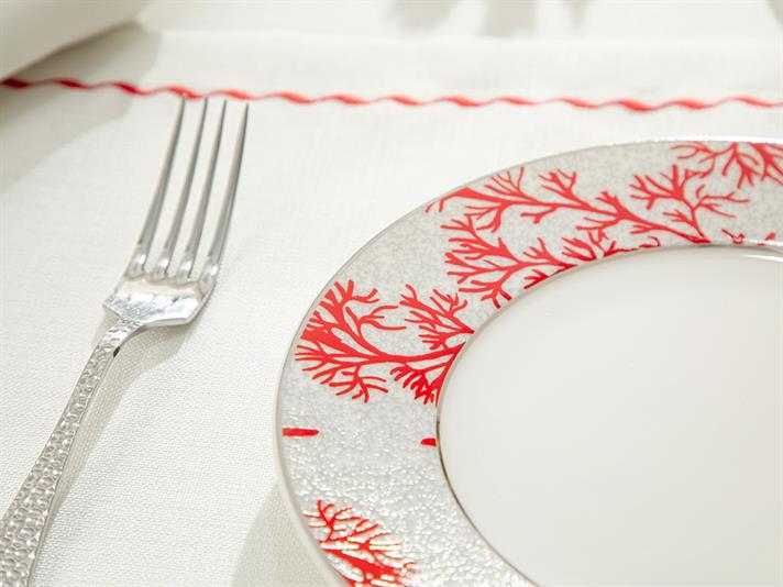 Coral Reef Bone China Cake Plate 20 cm Gray - Red