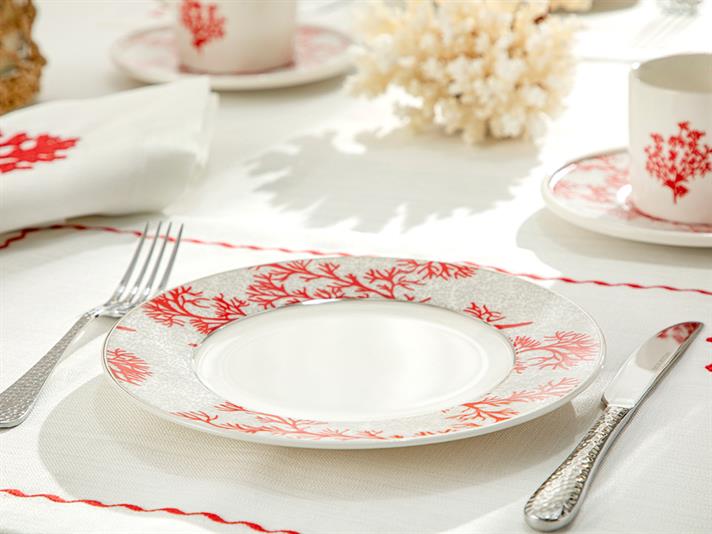 Coral Reef Bone China Cake Plate 20 cm Gray - Red