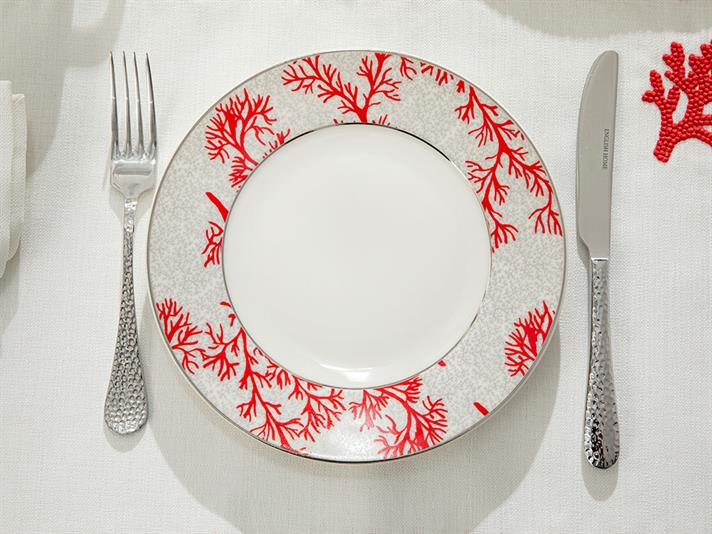 Coral Reef Bone China Cake Plate 20 cm Gray - Red