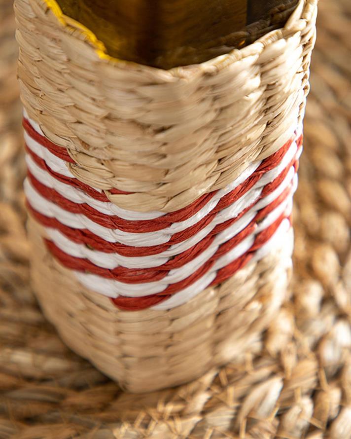 Recipient ulei, Stripe Wicker, sticlă, 240 ml, portocaliu