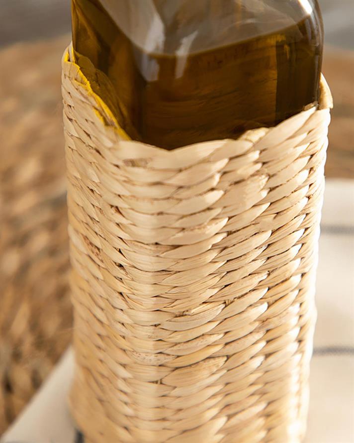 Recipient ulei, Stripe Wicker, sticlă, 240 ml, transparent
