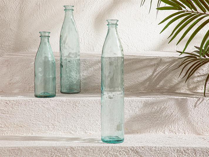 Vază, Recycled Bottle, sticlă reciclată, 9x9x48 cm, verde
