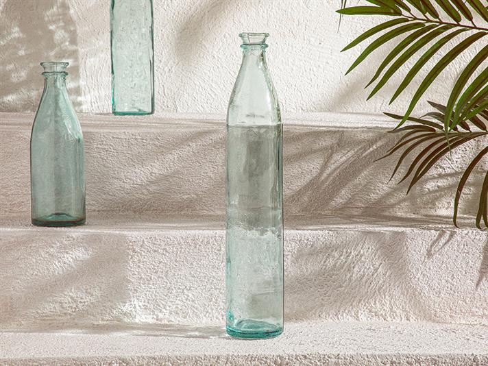 Vază, Recycled Bottle, sticlă reciclată, 9x9x48 cm, verde