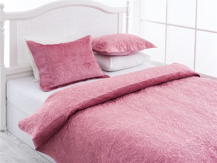 regal Puf De Mânz Double Set Cuverturi Pat 240x260 cm Culoarea Trandafirului Uscat.