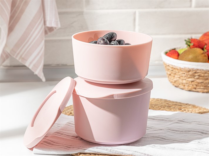 Rhoda Plastic 2 Set Storage Box Set 550 + 800 ml Pink