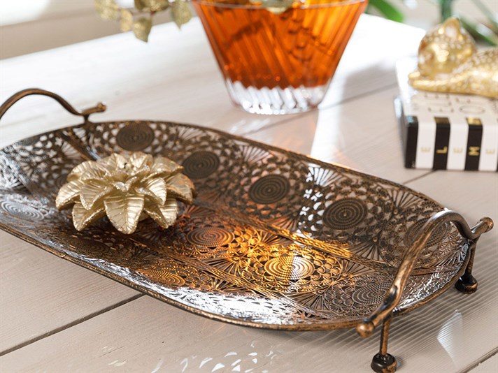 Rhonda Metal Tray 39x22 cm Bronze