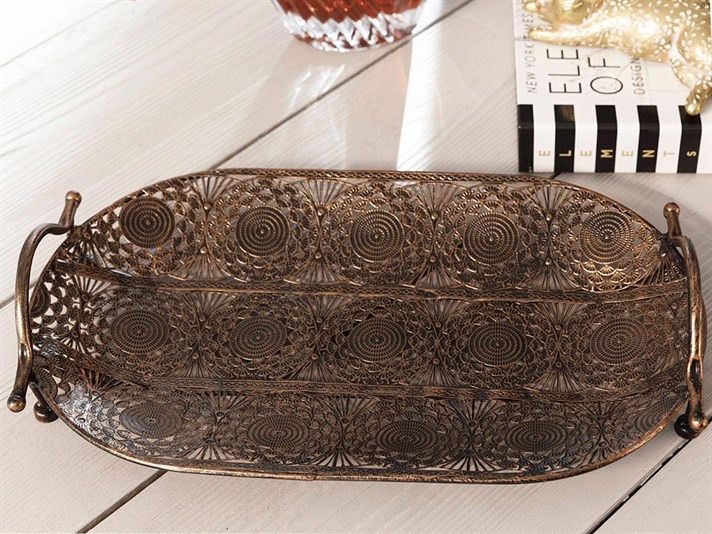 Rhonda Metal Tray 39x22 cm Bronze