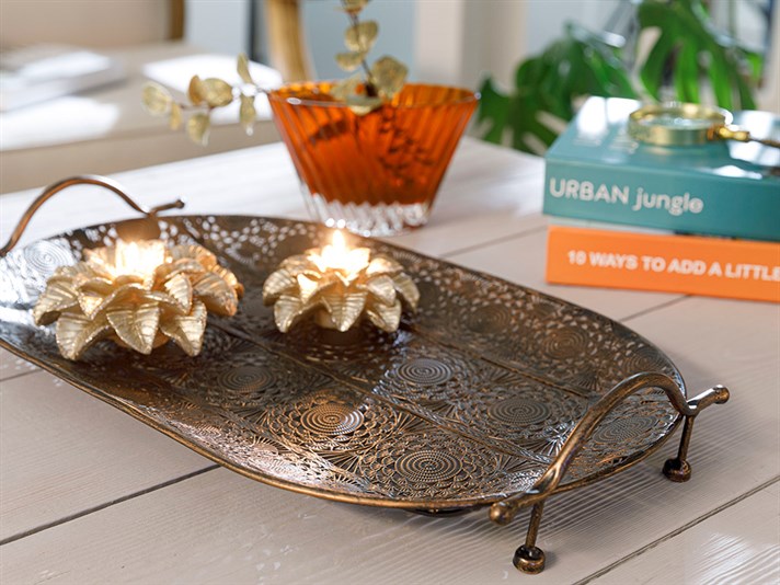 Rhonda Metal Tray 47x28 cm Bronze
