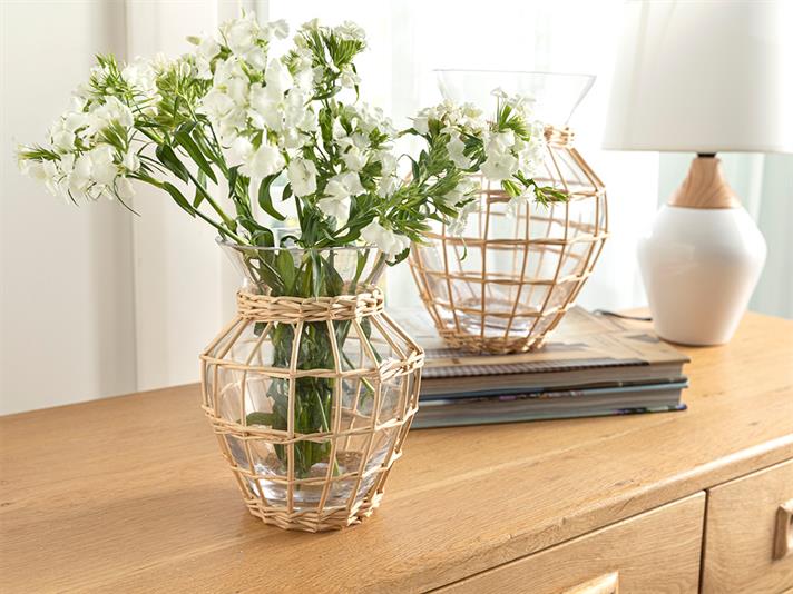 Vază, Rhonda, sticlă, 14,5x14,5x17 cm, transparent