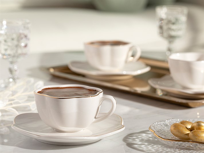 Riley Porcelain 12 Parça 6 Kişilik Coffee Cup Set 90 ml White
