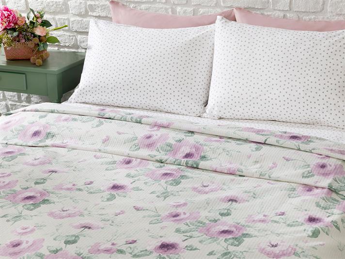 Rime violete  Cu imprimeu Persoană dublă  SET CUVERTURĂ 200x220 cm Violet