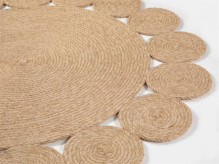 Ring Covor Decorativ Din İută, Iută, 120 Cm, Portocaliu-Galben