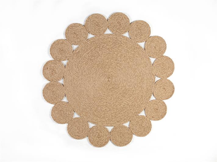 Ring Covor Decorativ Din İută, Iută, 90 Cm, Portocaliu-Galben