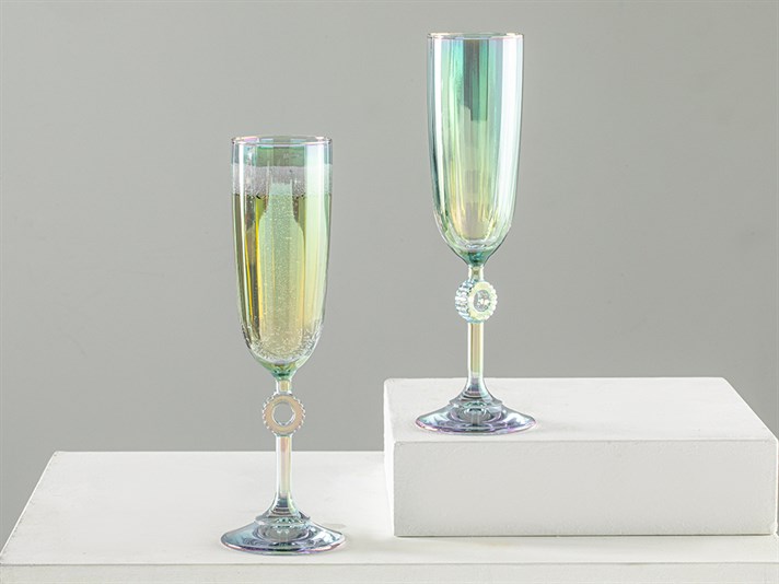 Rio Glass 2 pcs champagne Glass 150 ml Green
