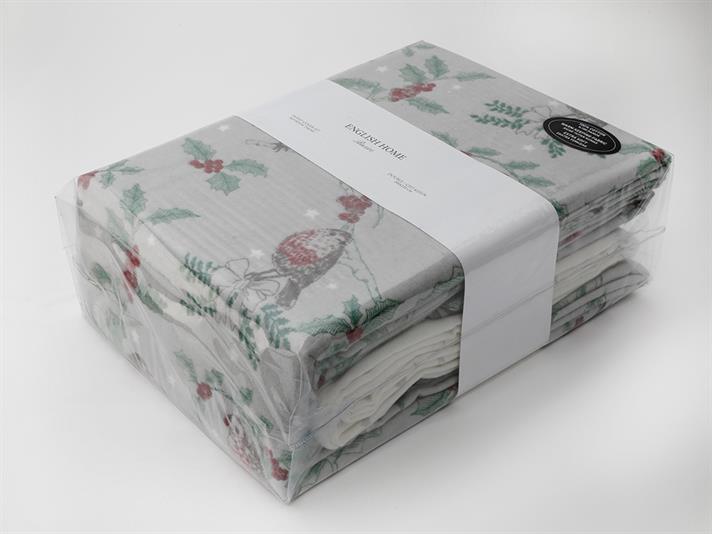 Robin Birds Flanelă Double Set Lenjerie De Pat 200x220 cm Gri