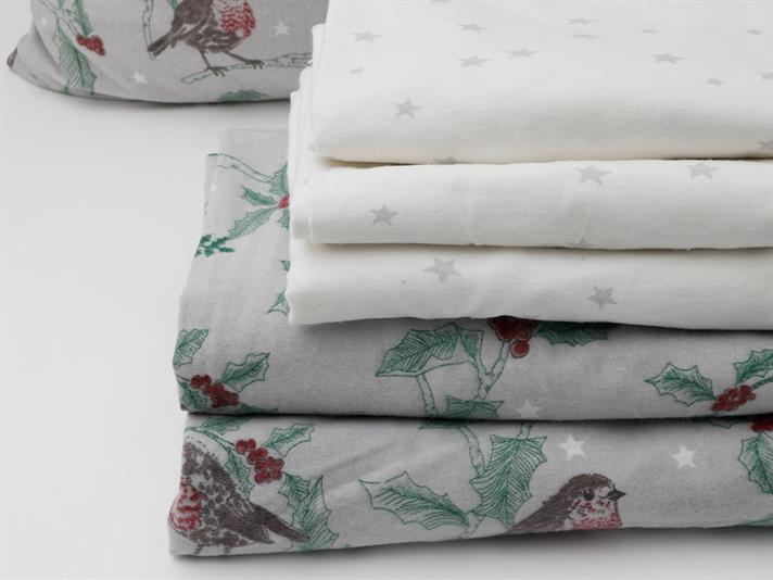 Robin Birds  Flanelă For One Person  SET LENJERIE DE PAT 160x220 cm Gri.