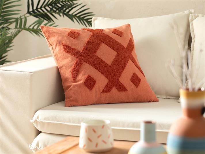 Roche Punch Embroidered Cover Throw Pillows 45x45 cm Brick Red
